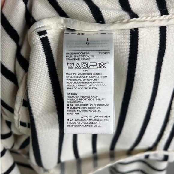 Old Navy Blazer Womens Large Cream/Black Striped Pocket Front Long Sleeve - Picture 7 of 8